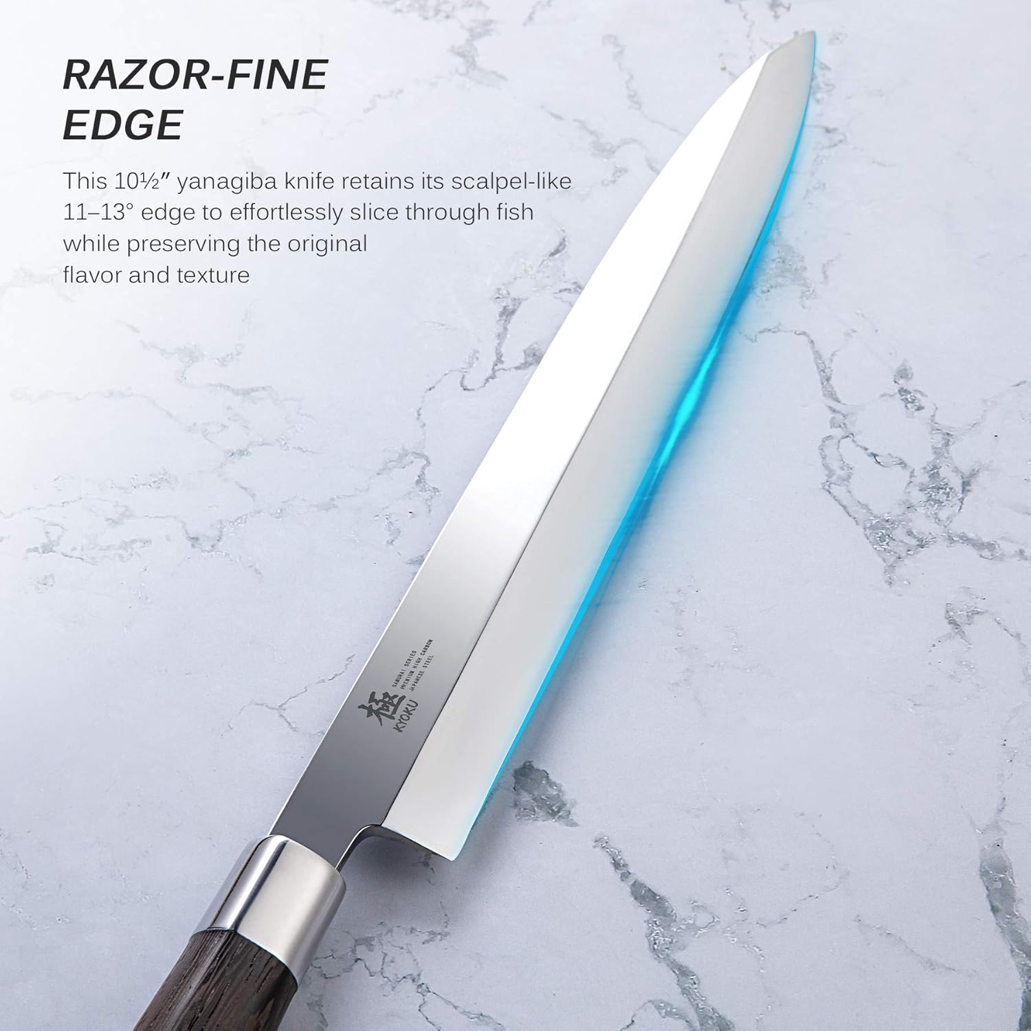 KYOKU Samurai Series - 10.5 Yanagiba Knife Japanese Sushi Sashimi Knives - Superior Japanese Steel - Wenge Wood Handle - with Case